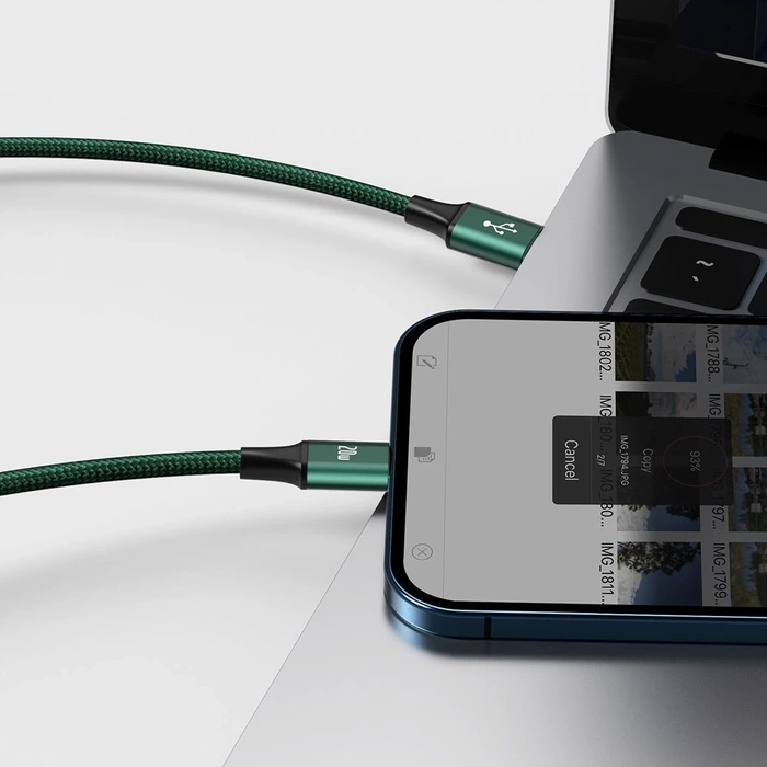 Baseus Rapid Series 3in1 USB-C – USB-C/ Lightning /Micro-USB-Kabel 20 W PD 1,5 m – grün