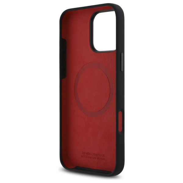 Coque BMW iPhone 16 Pro Max noir/noircase Silicone Hexagon Red Line MagSafe