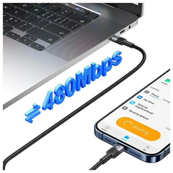 USAMS Kabel USB-C na USB-C 60W 1.2m       Aluminum Alloy Data Cable SY Series SJ724USB01 (US-SJ724)