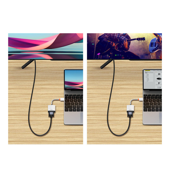 Adaptador de enchufe Baseus Lite Series HDMI a VGA + mini jack 3.5mm / fuente de alimentación micro USB blanco (WKQX010102)