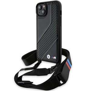 Hülle Bmw Bmhcp15s23pscck IPhone 15 / 14 / 13 Schwarz/Schwarz Hardcase M Edition Carbon Stripe &amp; Strap Case