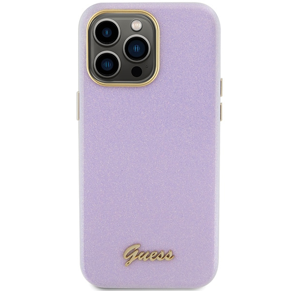 Guess GUHCP15XPGMCSL iPhone 15 Pro Max 6.7" lilac/lilac hardcase Glitter Glossy Script