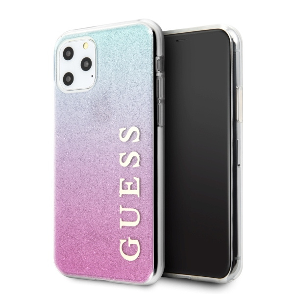 Guess Apple iPhone 11 Pro Max rosa/rosa blau Hülle Glitter Gradient