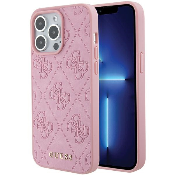 Coque Guess GUHCP15XP4EPMP iPhone 15 Pro Max 6.7" rose/rose rigidecase Cuir 4G estampillé Case