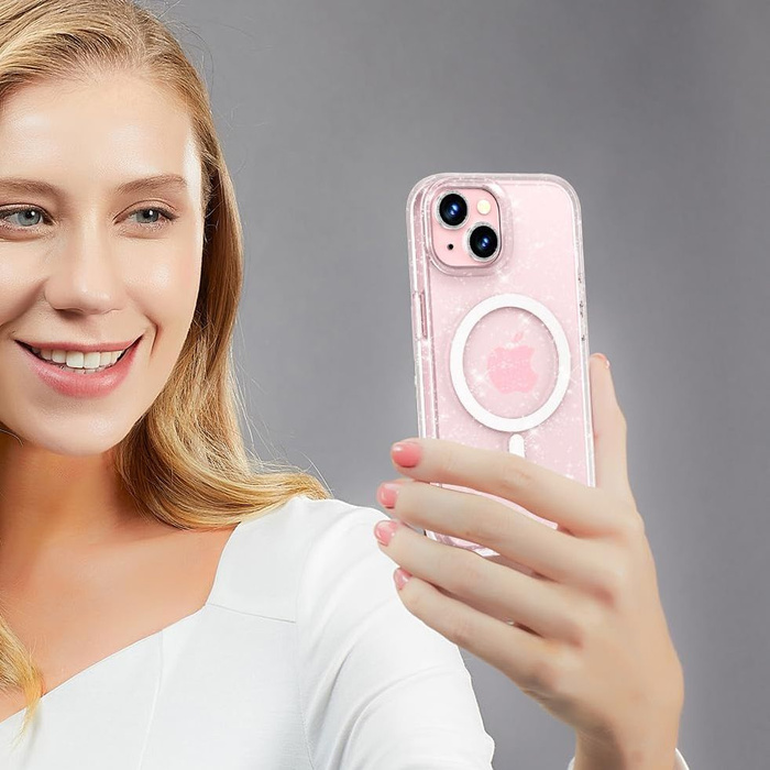 Case Tech-protect Flexair Hybrid MagSafe iPhone 15 Glitter Clear Case