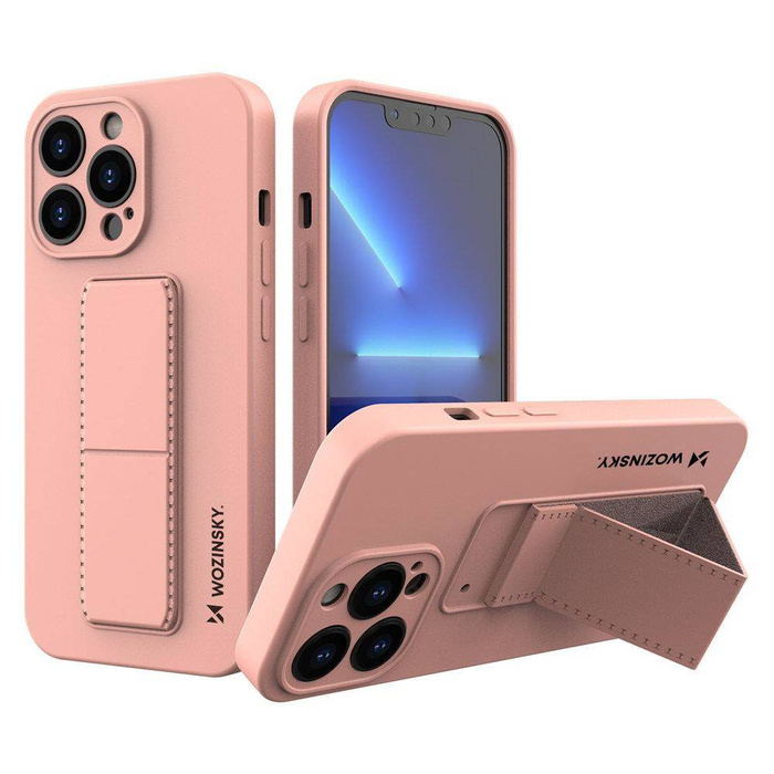 Wozinsky Kickstand Case Flexibilní silikonový obal se stojánkem pro iPhone 13 mini růžový