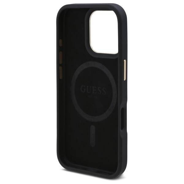 Etui Guess iPhone 16 Pro 6.3" czarny/black hardcase 4G Logo Plate MagSafe