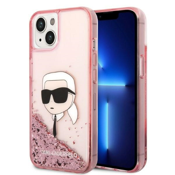 Telefontok Karl Lagerfeld iPhone 14 Plus 6.7" rózsaszín/rózsaszín keménycase Glitter Karl Head