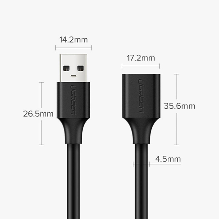 Ugreen prodlužovací kabel USB (samec) - USB (samice) 2.0 480 Mb/s 1,5 m černý (US103)