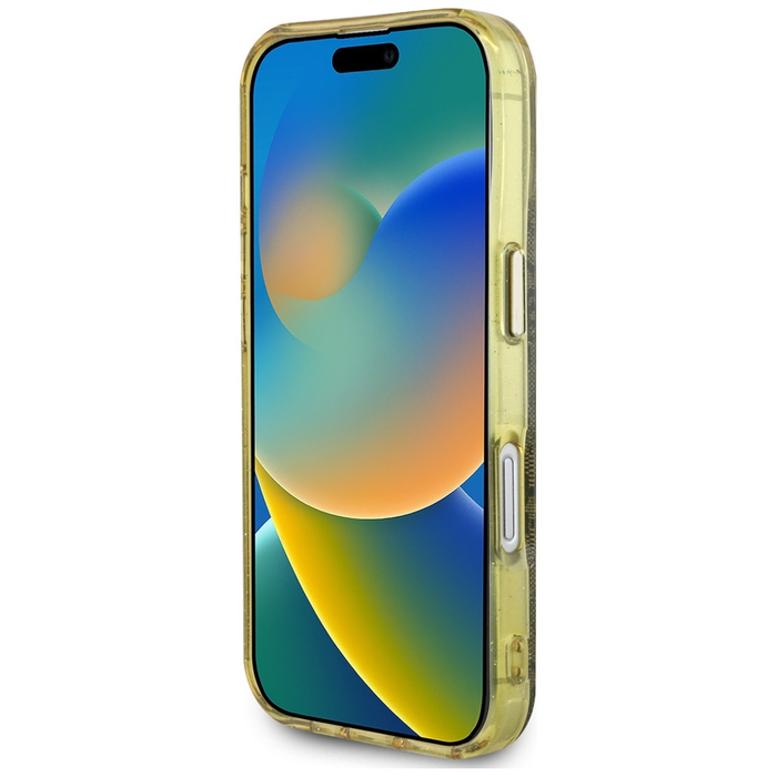 Etui Guess IML Metal Glitter 4G Circle   Triangle MagSafe do iPhone 16 brązowy