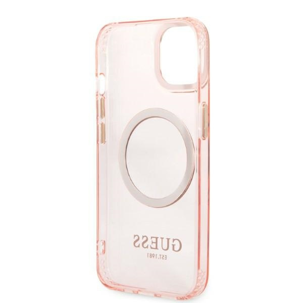 Guess GUHMP13MHTCMP iPhone 13 6.1" pink/pink hard case Gold Outline Translucent MagSafe