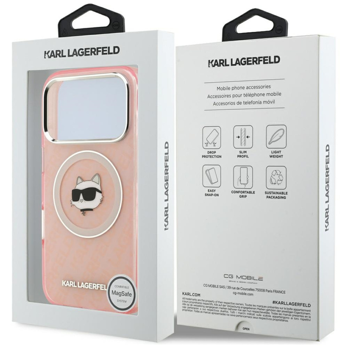Etui Karl Lagerfeld IML Choupette Head   Logo MagSafe do iPhone 17 Pro Max różowy