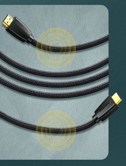 Cavo Ugreen Strong Cavo intrecciato in nylon HDMI 2.0 4K 60 Hz 3D 18 Gbps HDR ARC Ethernet (HEC) 48 bit 1,5 m nero (HD118 40409)