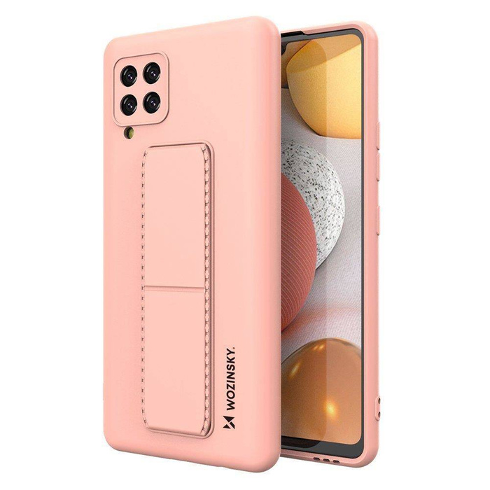 Wozinsky Kickstand Case Funda de silicona con soporte para Samsung Galaxy A42 5G Rosa