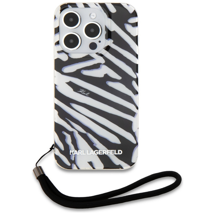 Etui Karl Lagerfeld KLHCP15LHZBPKCCK iPhone 15 Pro 6.1" czarny/black hardcase IML Zebra Pattern & Cord