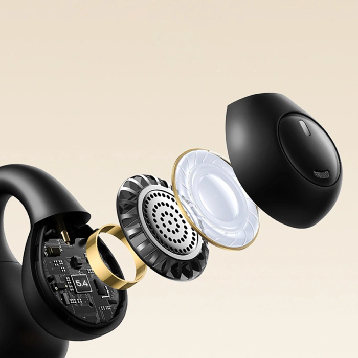 Słuchawki Baseus Bass 15 Clip OWS bezprzewodowe z kablem Baseus Simple USB-C 3A 30cm - czarne