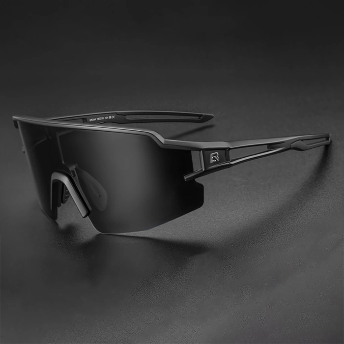 Rockbros Polarisierte Fahrradbrille mit UV-Schutz und Korrektureinsatz 14120008006 Graue Gläser - Schwarz