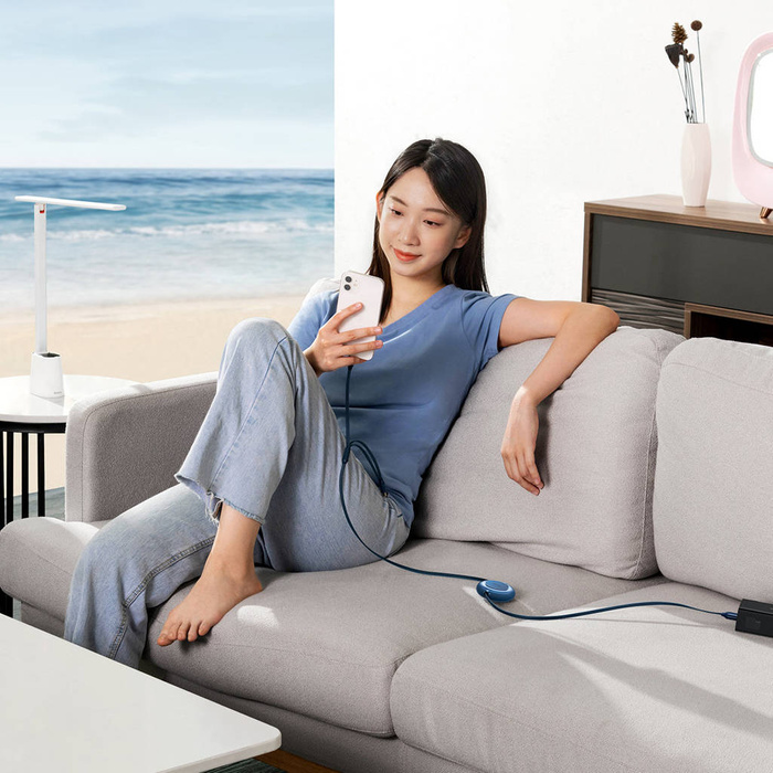 Baseus Bright Mirror 2 cable retráctil 3en1 USB tipo A - micro USB + Lightning + USB tipo C 66W 1,1m azul (CAMJ010103)