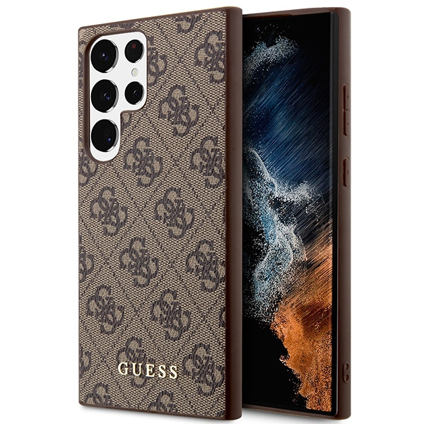 Cover Guess GUHCS23LG4GFBR S23 Ultra S918 marrone/marrone case 4G Metal Gold Logo Case