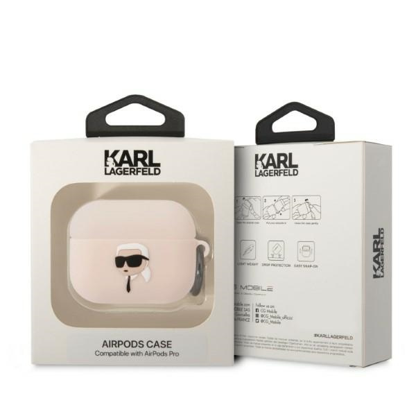 Karl Lagerfeld KLAPRUNIKP AirPods Pro cover pink/pink Silicone Karl Head 3D