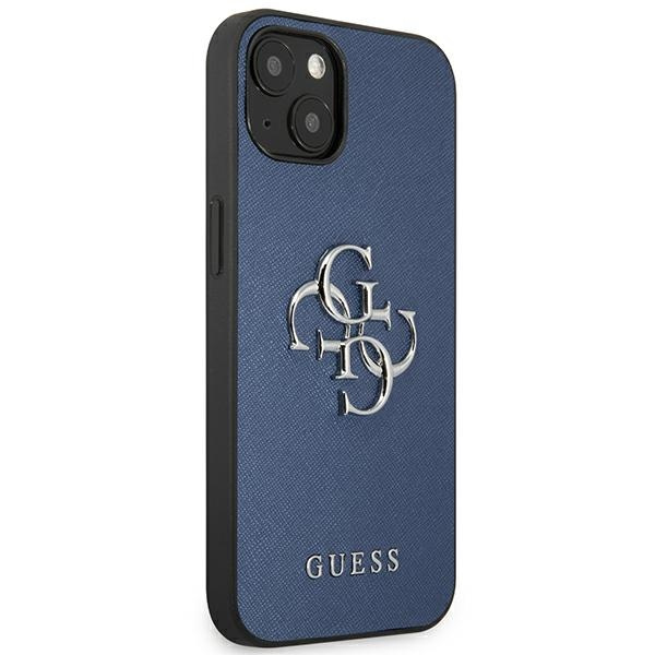 Telefontok GUESS Apple iPhone 13 Mini Saffiano 4G fém logóval kék kemény tok