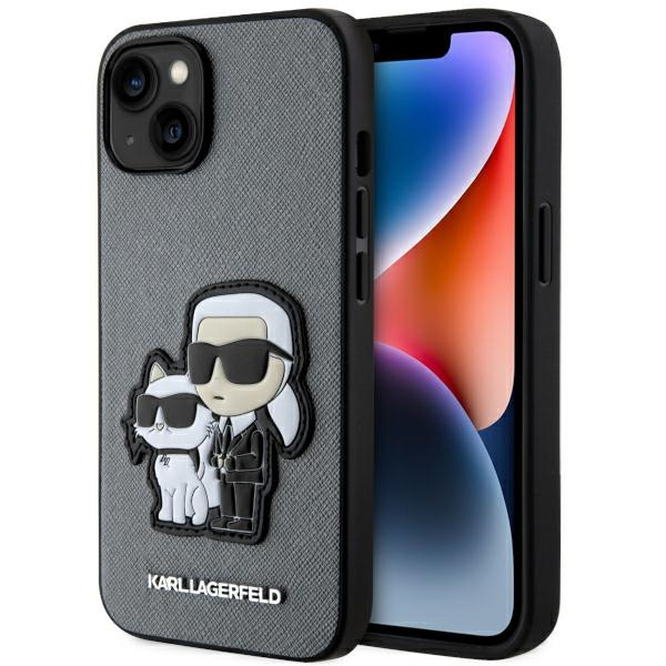 Hülle Karl Lagerfeld KLHCP14SSANKCPG iPhone 14 6,1" hartcase silber/silber Saffiano Karl &amp; Choupette Case