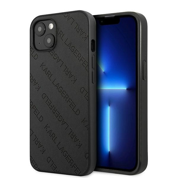 Hülle KARL LAGERFELD Apple iPhone 13 Mini Perforiert Allover Schwarz Hartcase