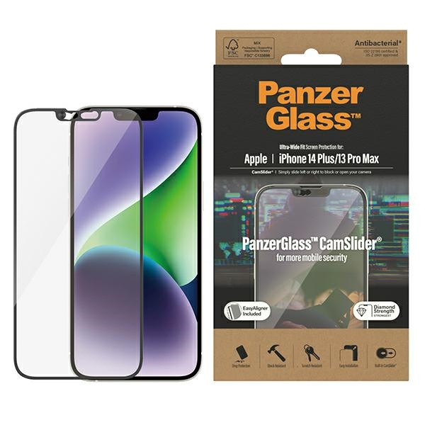 PanzerGlass Ultra-Wide Fit iPhone 14 Plus / 13 Pro Max 6.7" Screen Protection CamSlider Antibacterial Easy Aligner Included 2797