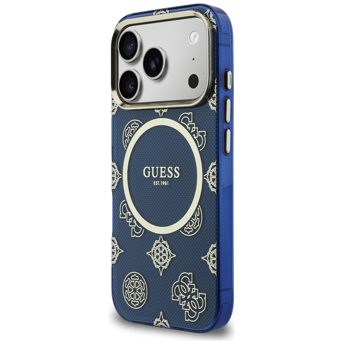 Etui Guess IML Peony Dot MagSafe do      iPhone 17 Pro niebieski
