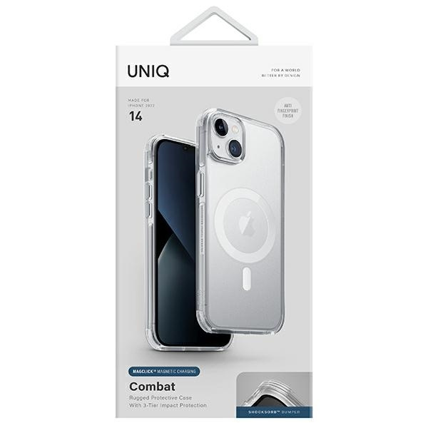 Uniq Combat Case iPhone 14 6.1" Magclick Charging transparent/taubensatiniert klar
