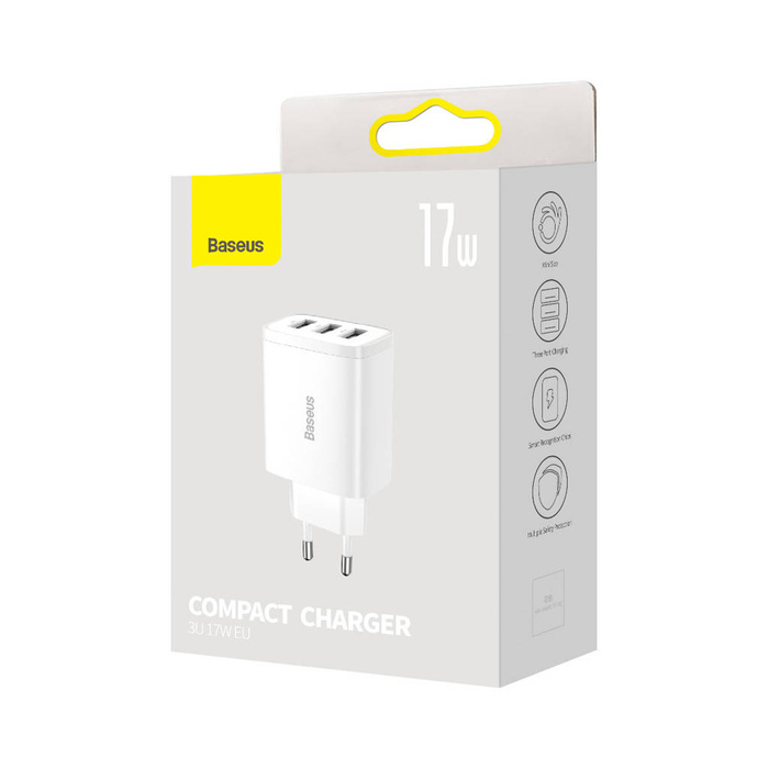 Baseus Compact  Charger 3U 17W EU White