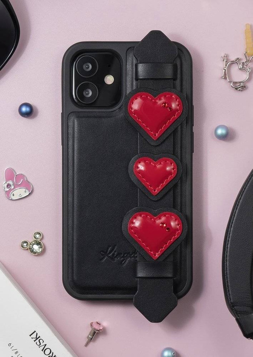 Gélové puzdro Kingxbar Sweet Series zdobené pravými kryštálmi Swarovski so stojanom iPhone 12 Pro Max čierne