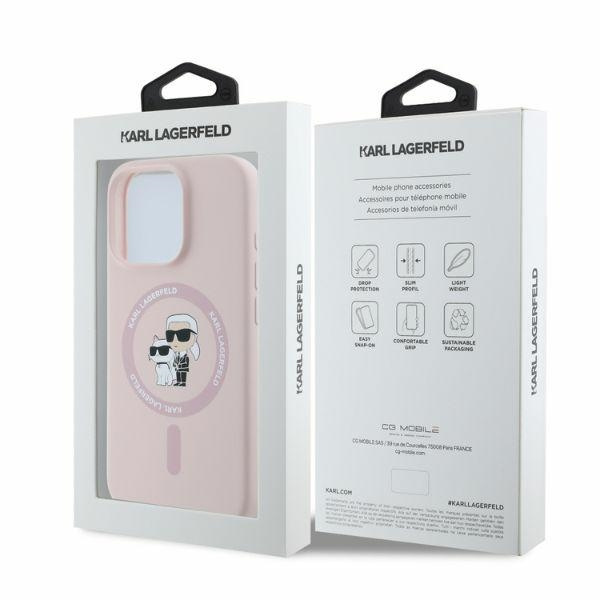 Etui Karl Lagerfeld iPhone 16 Pro różowy/pink HC MagSafe Silicone KC Heads Ring
