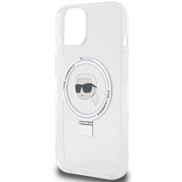 Cover Karl Lagerfeld KLHMP15SHMRSKHH iPhone 15 6,1" bianco/bianco durocase Anello Stand Karl Head MagSafe Case