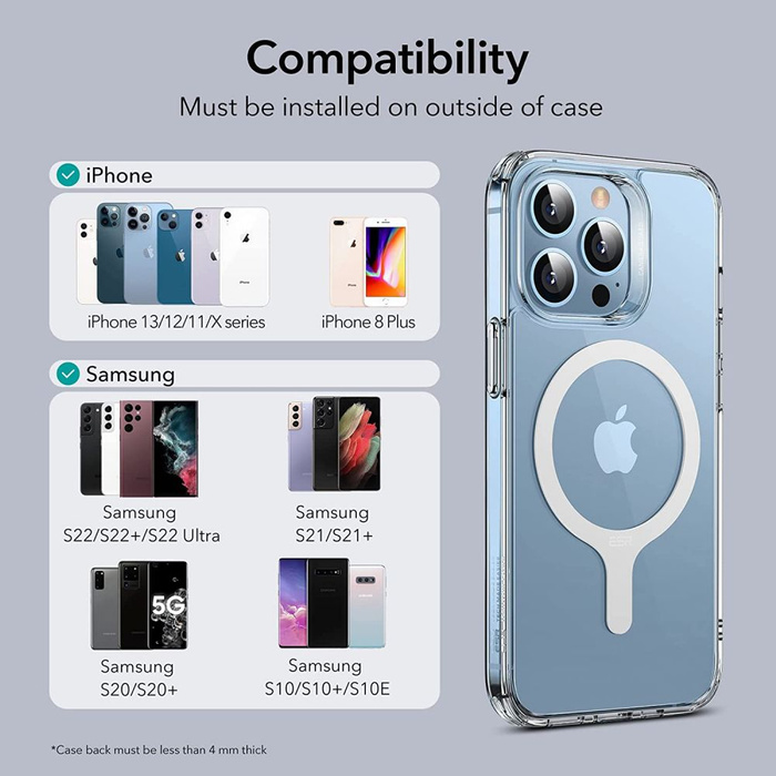 Esr Halolock hoja MagSafe Universal Magnetic Ring 2-pack Blanco