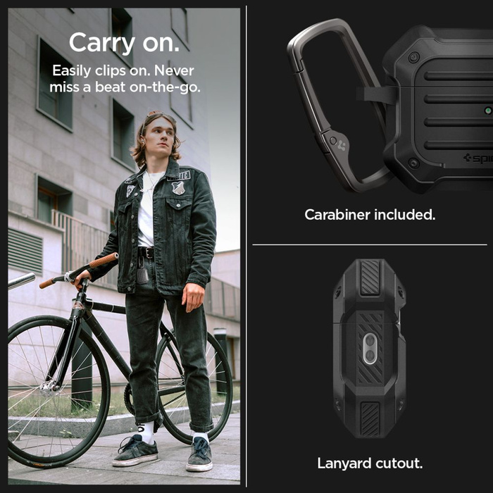 Hülle Spigen Tough Armor Mag MagSafe Apple Airpods Pro 1 / 2 Schwarz Case