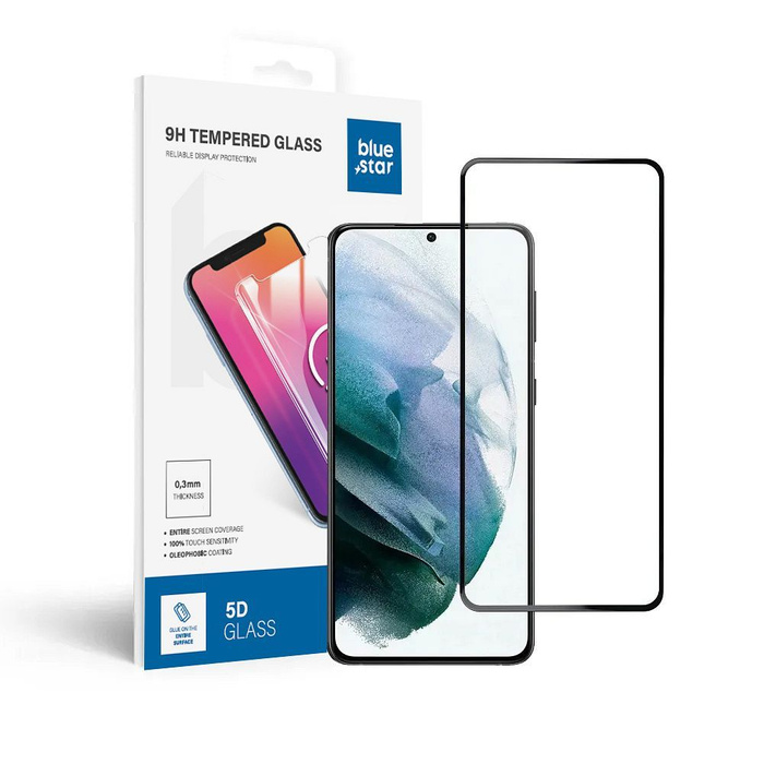 Szkło hartowane do Samsung Galaxy S21 (full glue / case friendly) Blue Star 5D czarne