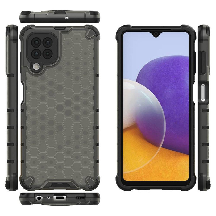 Honeycomb coque housse blindée avec cadre en gel Samsung Galaxy A22 4G noir
