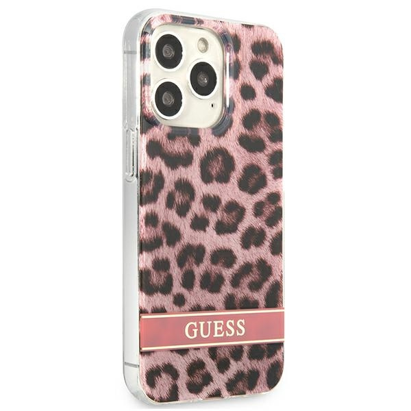 Hülle GUESS Apple iPhone 13 13 Pro Leopard Rosa Hartcase