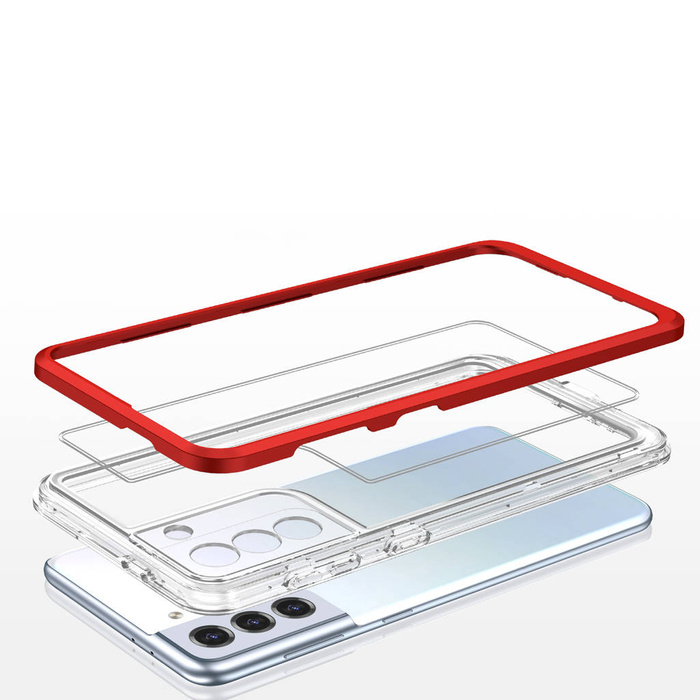 Clear 3in1 case for Samsung Galaxy S23 silicone cover with frame red