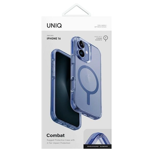 Etui UNIQ Combat iPhone 16 6.1" Magclick Charging niebieski/pearl blue