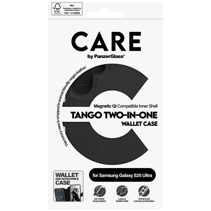 Etui CARE by PanzerGlass Feature Tango    2w1 Wallet do Samsung Galaxy S25 Ultra czarny
