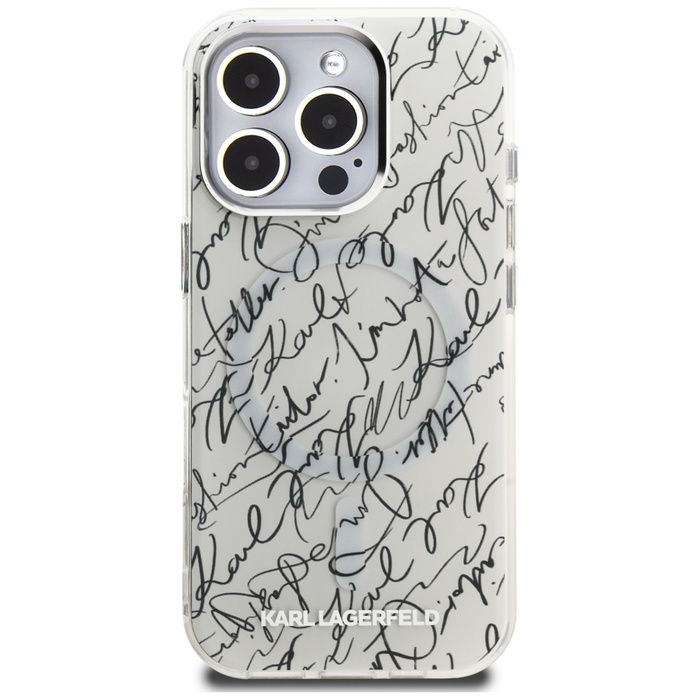 Etui Karl Lagerfeld IML Karl Script      Pattern MagSafe do iPhone 16 Pro Max biały