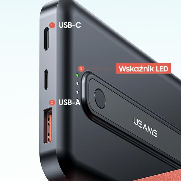 USAMS Powerbank PB64 10000mAh 20W QC3.0+PD Magnetic Wireless Fast Charge black/black 10KCD17301 (US-CD173)