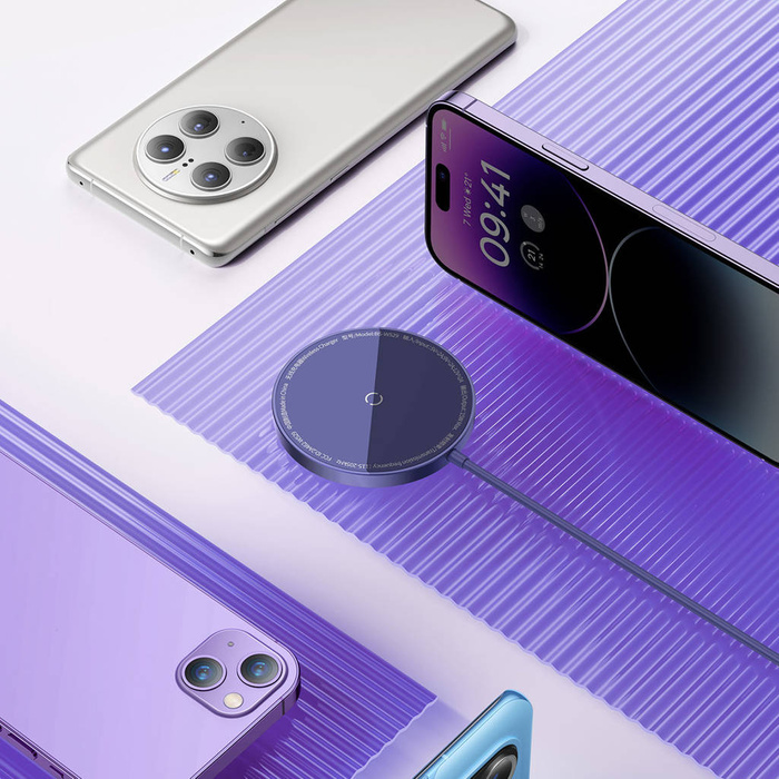 Chargeur magnétique Baseus Simple Mini3 MagSafe Qi 15W violet