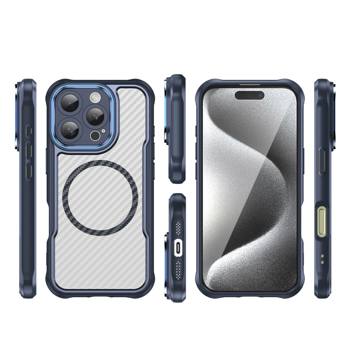 Leading Series MagSafe Silikonhülle für iPhone 16 Pro – blau