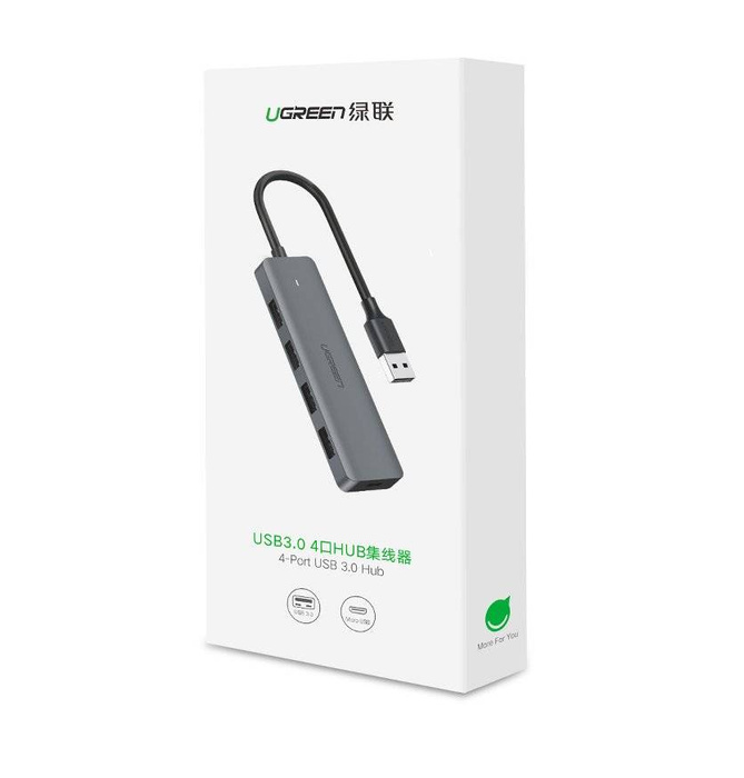 Ugreen USB HUB - 4x USB 3.2 Gen 1 avec port d&#39;alimentation micro USB gris (CM219 50985)