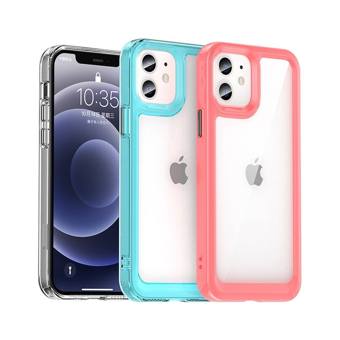 Custodia rigida Outer Space per iPhone 12 con cornice in gel blu