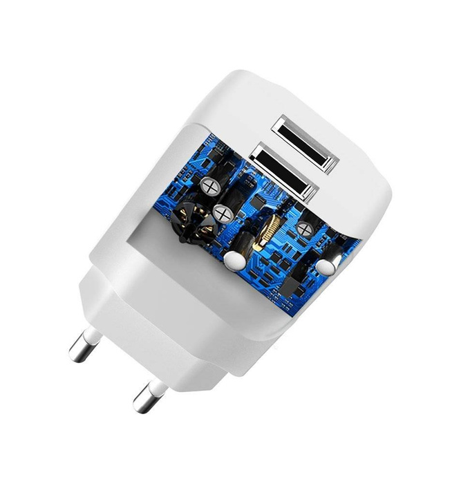 Dudao chargeur EU 2x USB 5V/2.4A + câble micro USB blanc (A2EU + Micro blanc)