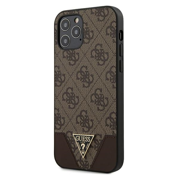 Cover GUESS Apple iPhone 12 12 Pro 6.1 4G Triangle Collection GUHCP12MPU4GHBR Brown Hardcase